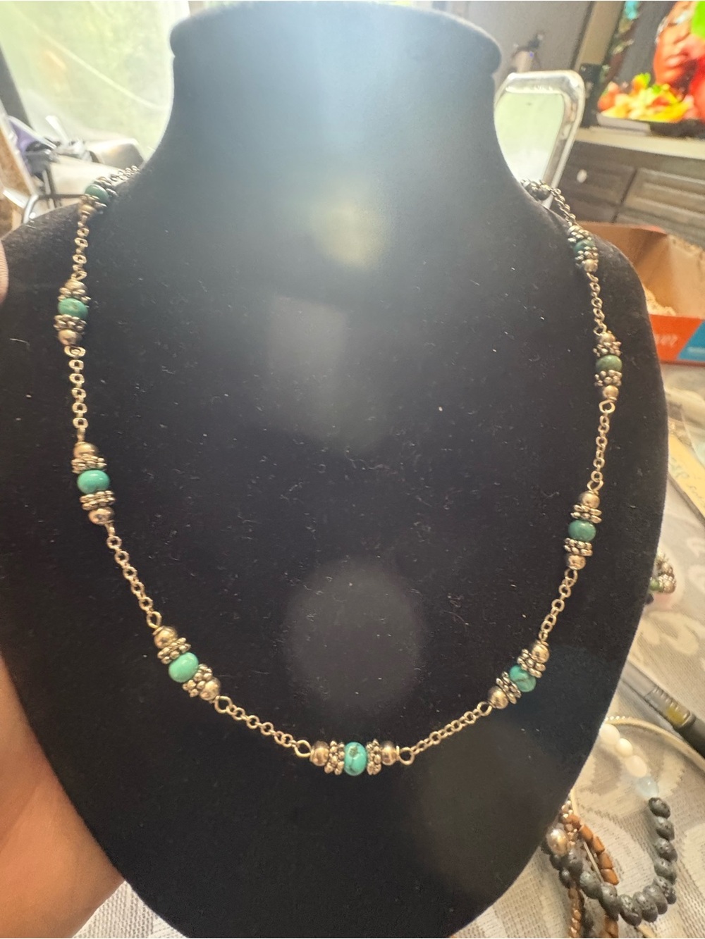 Turquoise Bead Station Necklace - Women Jewelry